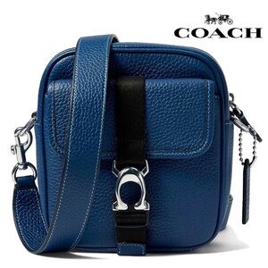Coach Beck Crossbody Bag Blue Black Leather Silver—Sold